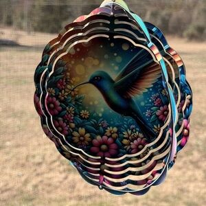 Hummingbird Floral Wind Spinner